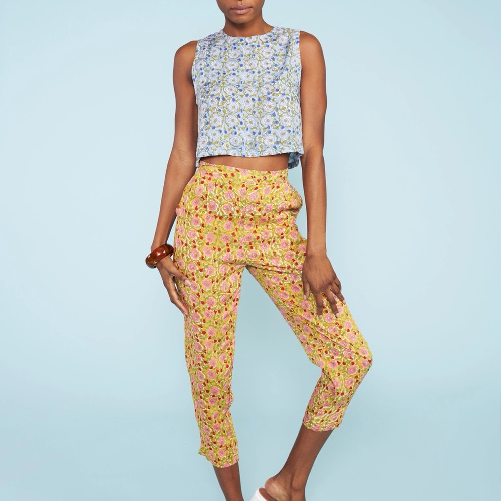 Solid Indigo Crop Top & Lounge Pant Set (read description)